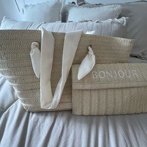 Beach tote with wallet set